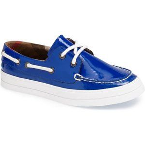 BURBERRY REESE PATENT LEATHER BOAT KIDS SHOES 11.5